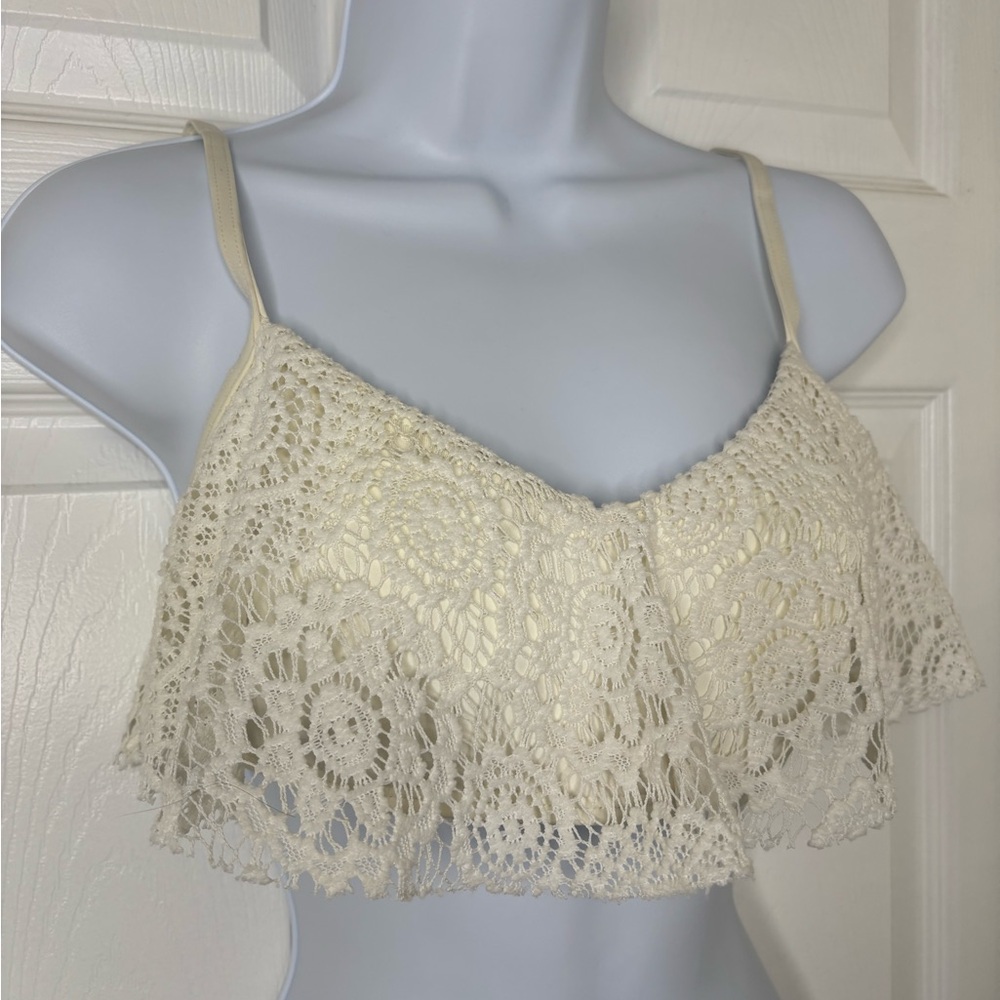 MICHAEL Michael Kors Lace Bikini Top Cream Off White Size Small